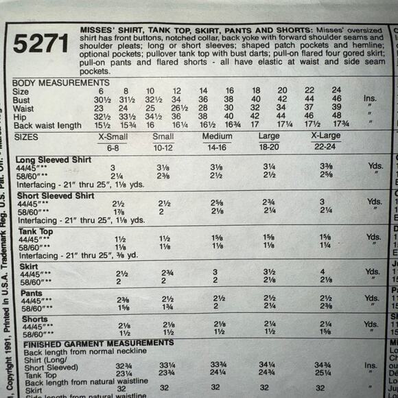 Vintage 1991 McCalls pattern 5271 womens pattern Size 14-16 - Picture 5 of 5